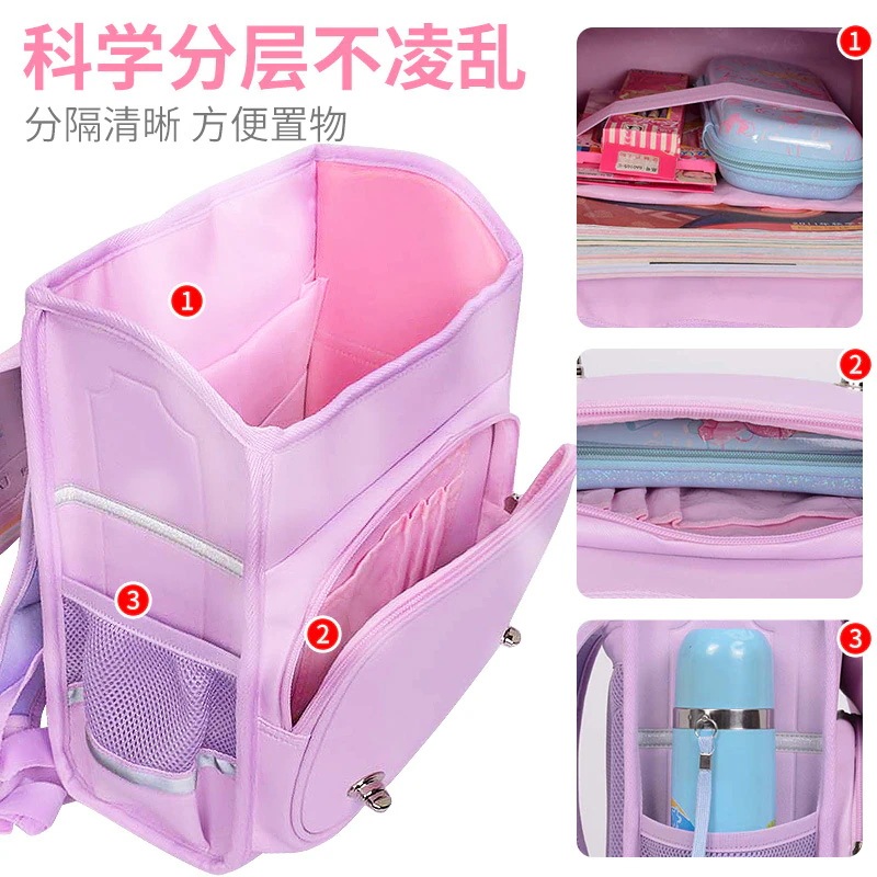 背骨保護バックパックスタイルの負担を軽減するための612歳の子供用ランドセルプライマリー1234年生