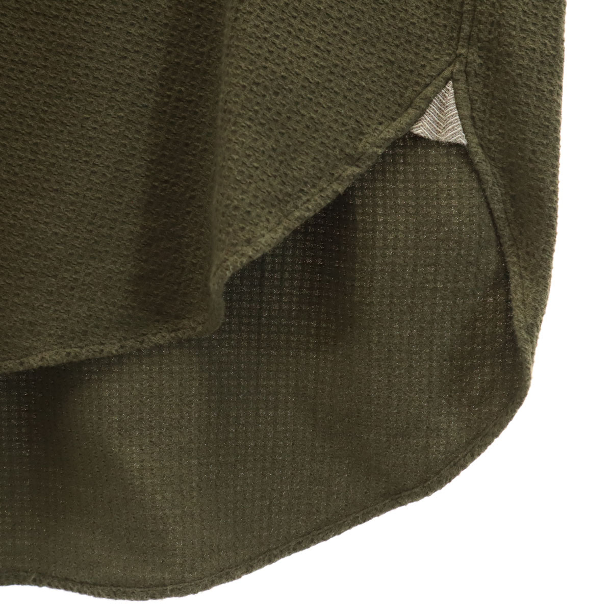 Milok ミロック 日本製 7分袖 SIDE H QS SHIRTS カットソー 46 オリーブ メンズ 古着 Milok ミロック 日本製 7分袖 SIDE H QS SHIRTS カットソー 46 オリーブ メンズ 古着