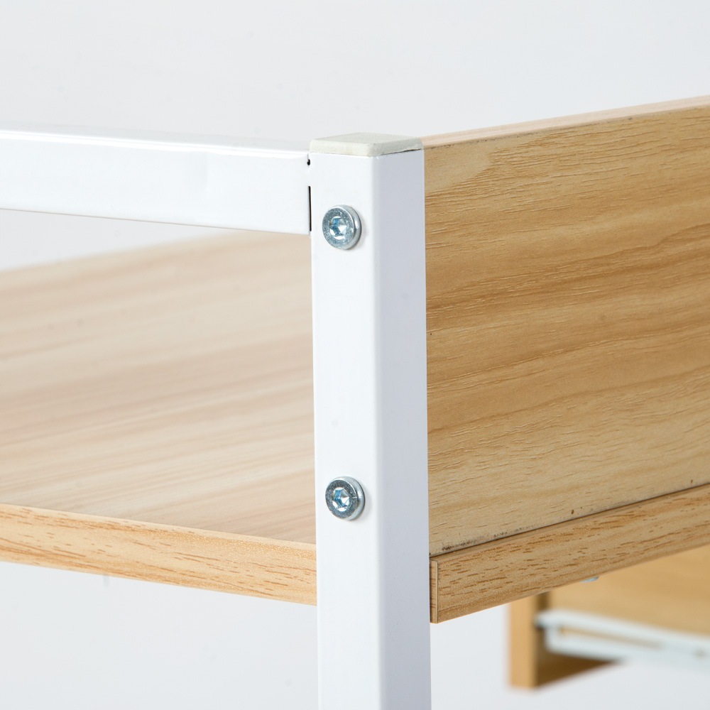 【国内出荷】【人気商品】【ナチュラル】パソコンデスク 引き出し付き　3段シェルフ付 パソコンデスク 木製 ミシン台 書斎机 学習机 勉強机