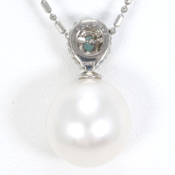 K18 18金 WG ネックレス パール パライバトルマリン 0.07 ダイヤ 0.17 中古 K18 18金 WG ネックレス パール パライバトルマリン 0.07 ダイヤ 0.17 中古