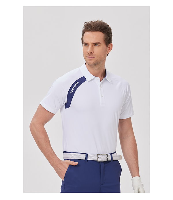 Teetimes ゴルフ 半袖 メンズ 夏通気性 スポーツポロシャツ ゴルフメンズ速乾 Tシャツスリムフィット ホワイト （メール便）ポロシャツ メンズ tシャツ カットソー 半袖ポロ ゴルフウェア トップス カジュアル スポーツウェア メンズファッション