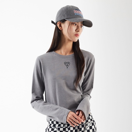 シグネチャーハート刺繍ロングファルティーグレー シグネチャーハート刺繍ロングファルティーグレー