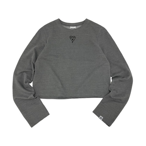 シグネチャーハート刺繍ロングファルティーグレー シグネチャーハート刺繍ロングファルティーグレー