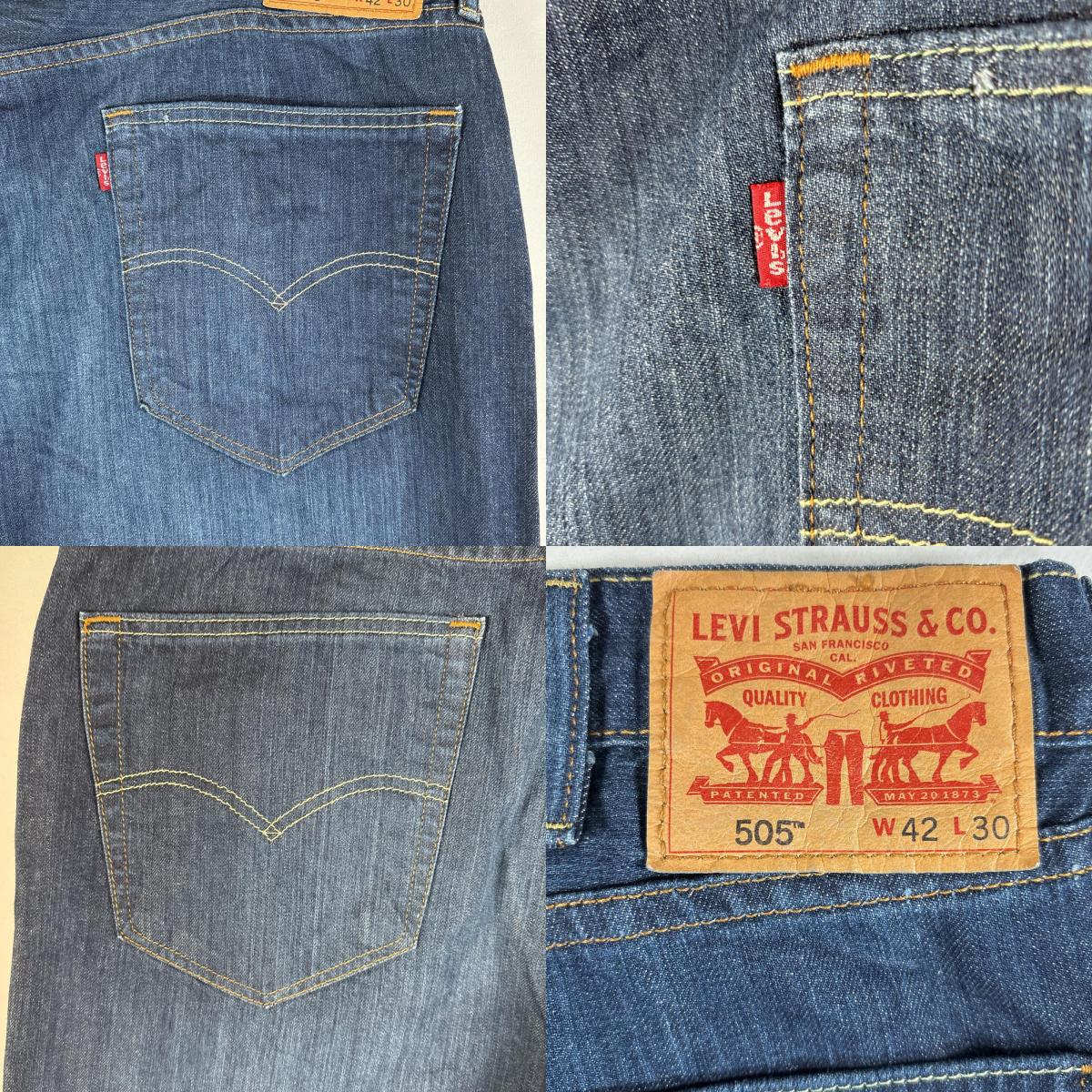 古着 デニムパンツ 505 ブルーデニム ジーンズ ジーパン ストレート 大きいサイズ w42 L30 インディゴブルー メンズ