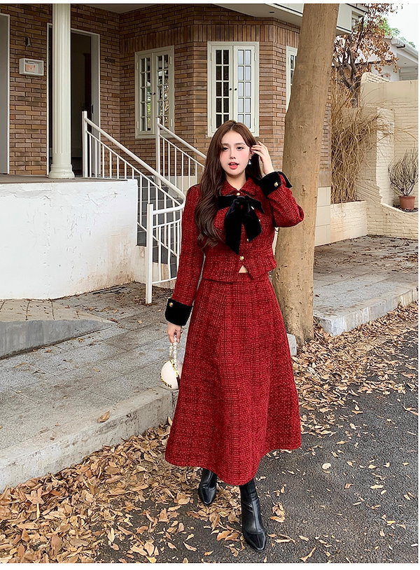 【美品】デザイナーズ 昭和レトロ　セットアップ　レッドドレス Qoo10] 【ぽっちゃり】 大きいサイズ XL-5X