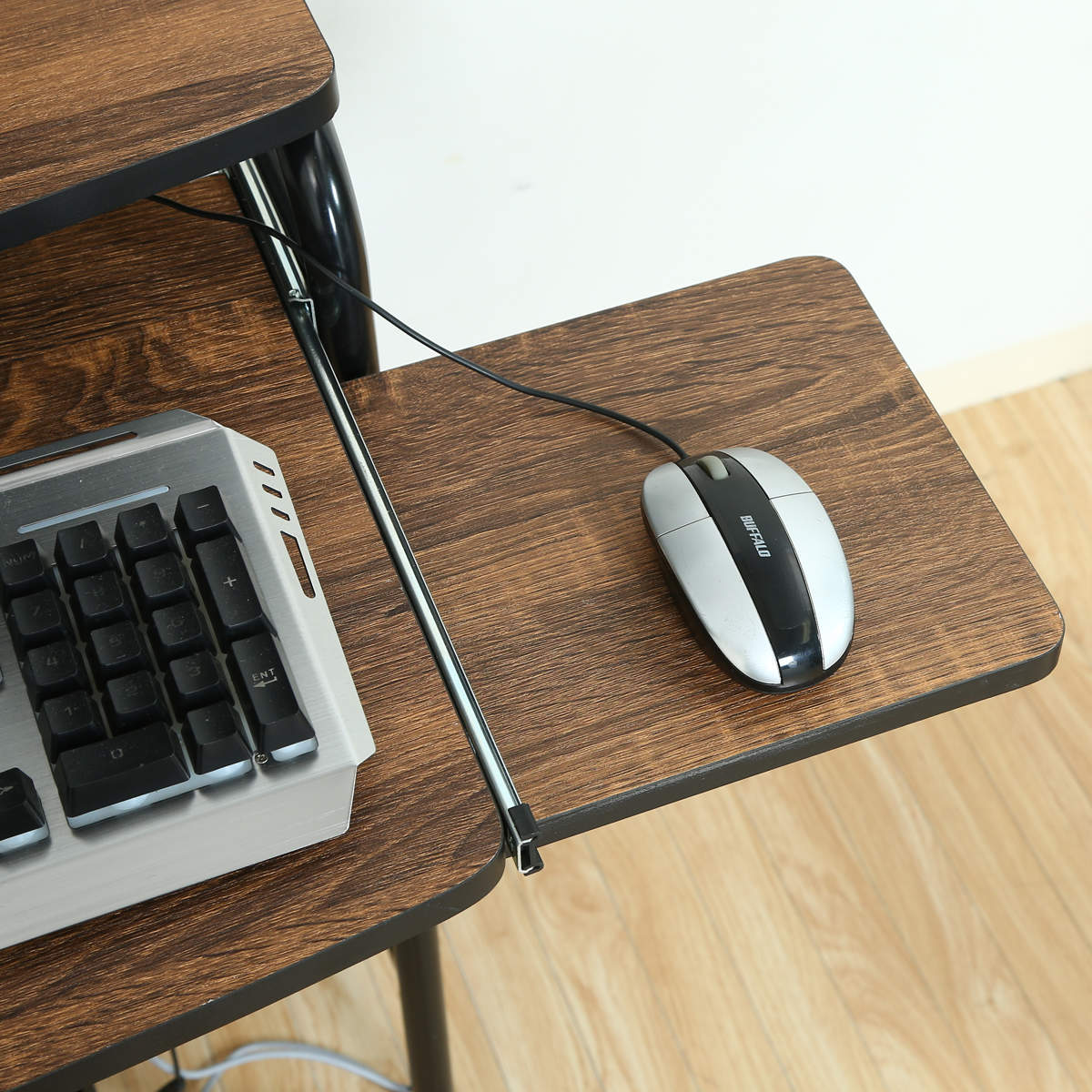 パソコンデスク 収納付 シンプルPCデスク フィット プリンター収納 棚 マウストレー キーボードテーブル キャスター付き コンパクト ワークデスク パソコン PC 省スペース 木目調 天板 パソコンデスク 収納付 シンプルPCデスク フィット プリンター収納 棚 マウストレー キーボードテーブル キャスター付き コンパクト ワークデスク パソコン PC 省スペース 木目調 天板