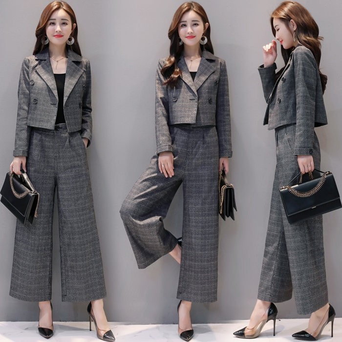 セットアップ レディース パンツスーツ　ワイドパンツ パンツドレス 2点セット 入学式 スーツ ママ コーデ パンツスーツ ビジネス オフィス 卒業式 入園式 卒園式 セレモニー チェック 大人 きれ
