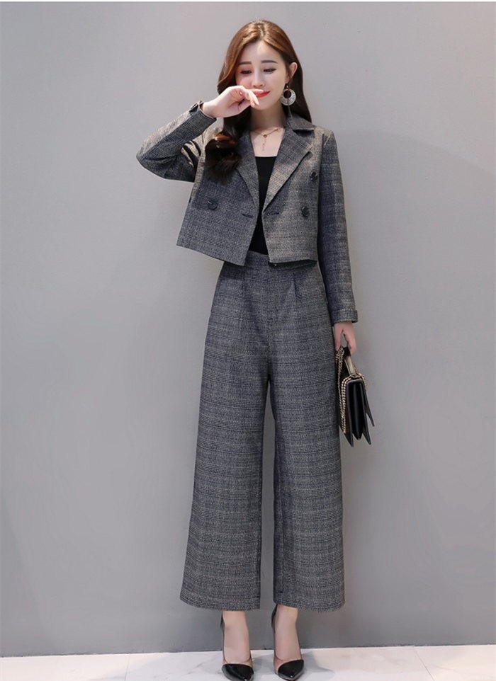 セットアップ レディース パンツスーツ　ワイドパンツ パンツドレス 2点セット 入学式 スーツ ママ コーデ パンツスーツ ビジネス オフィス 卒業式 入園式 卒園式 セレモニー チェック 大人 きれ