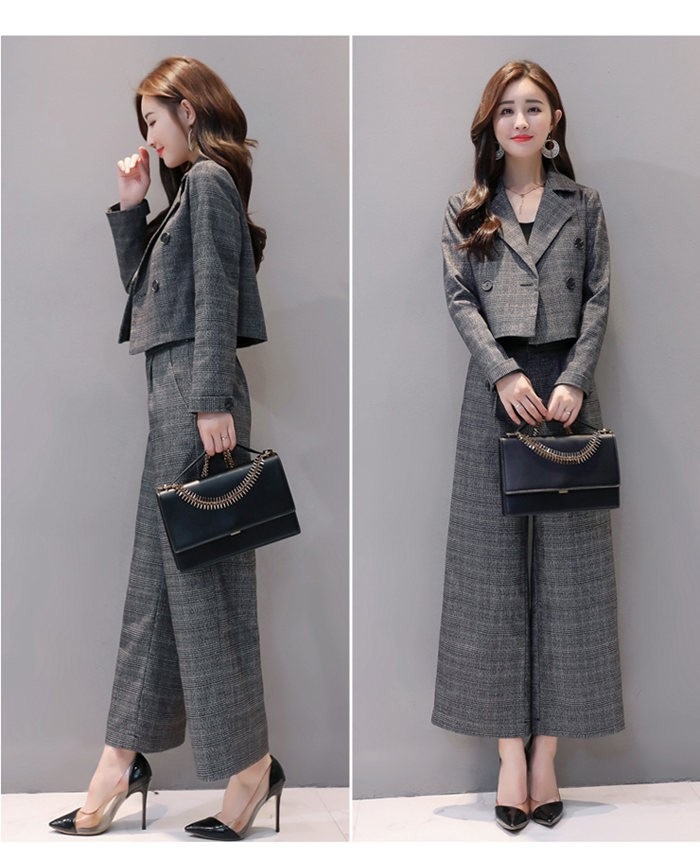 セットアップ レディース パンツスーツ　ワイドパンツ パンツドレス 2点セット 入学式 スーツ ママ コーデ パンツスーツ ビジネス オフィス 卒業式 入園式 卒園式 セレモニー チェック 大人 きれ