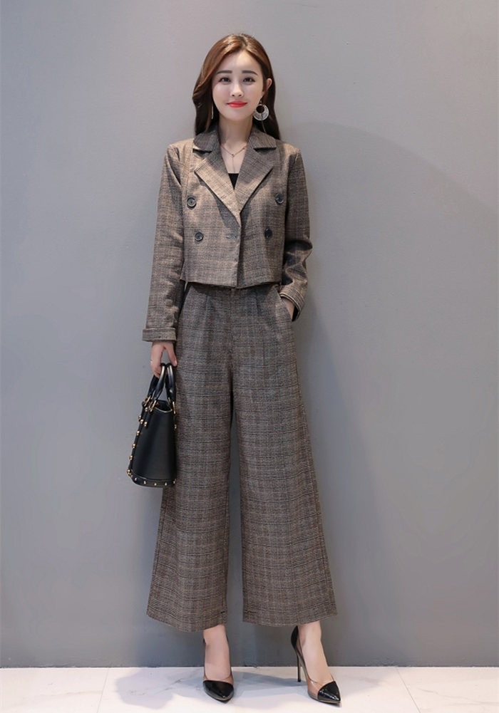 セットアップ レディース パンツスーツ　ワイドパンツ パンツドレス 2点セット 入学式 スーツ ママ コーデ パンツスーツ ビジネス オフィス 卒業式 入園式 卒園式 セレモニー チェック 大人 きれ