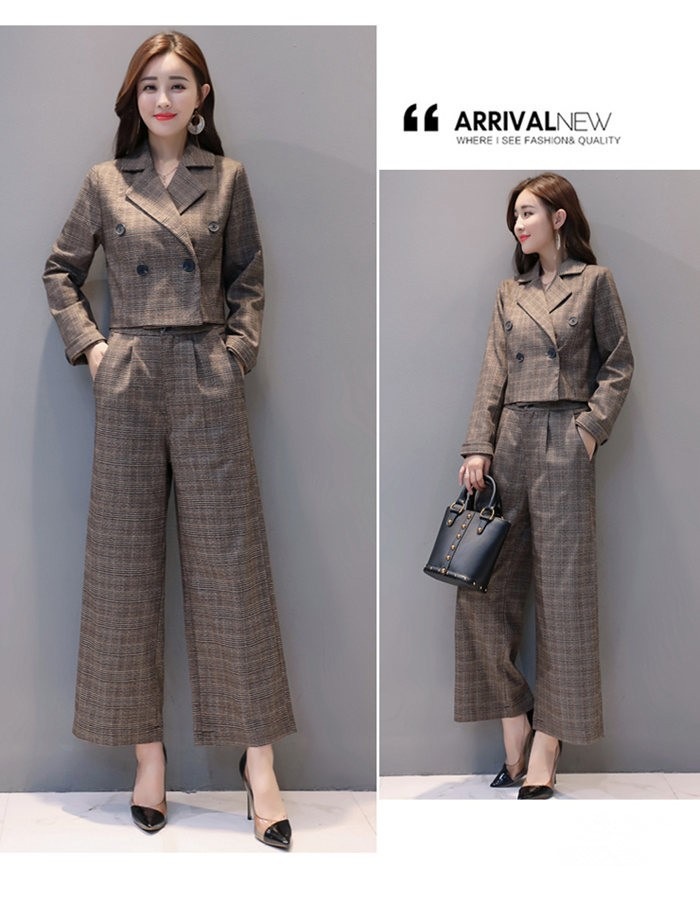 セットアップ レディース パンツスーツ　ワイドパンツ パンツドレス 2点セット 入学式 スーツ ママ コーデ パンツスーツ ビジネス オフィス 卒業式 入園式 卒園式 セレモニー チェック 大人 きれ