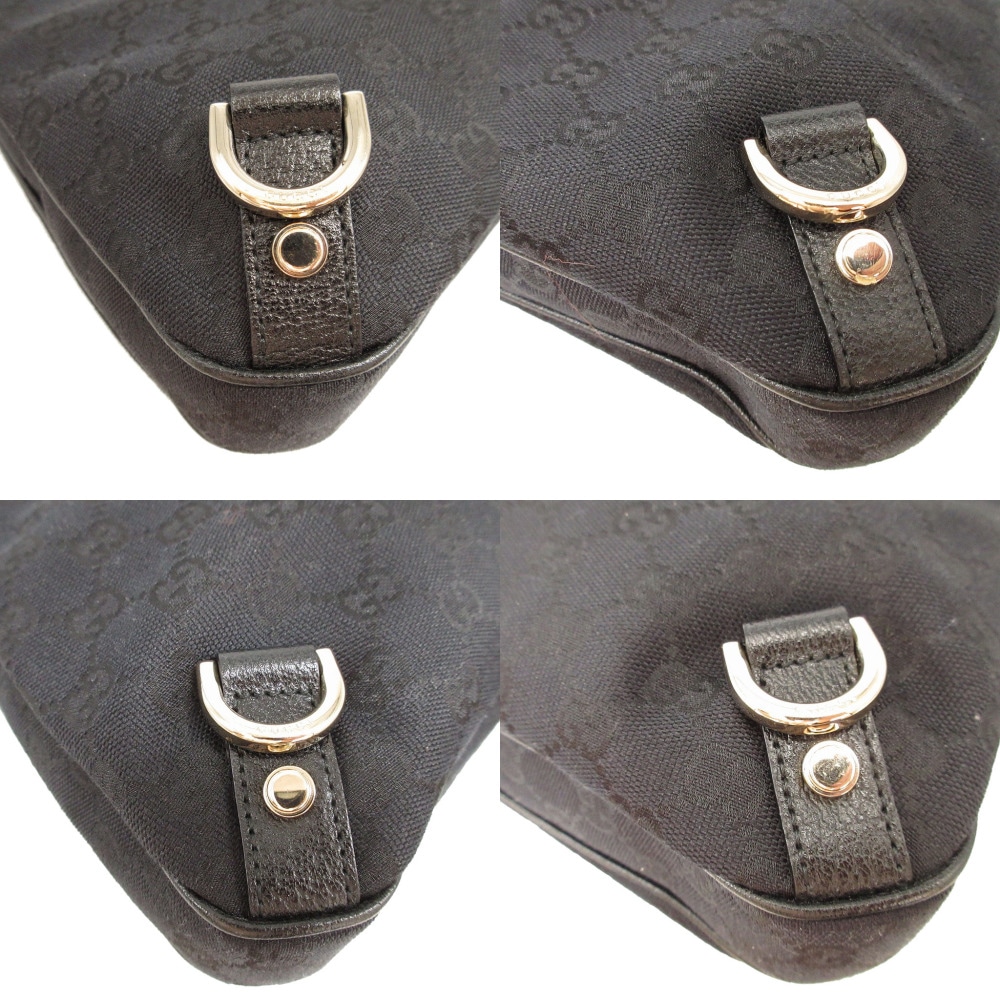 美品 ホーボー アビー 130738 ショルダーバッグ GGキャンバス/レザー/GGキャンバス ブラック 1650【中古】 ユニセックス
