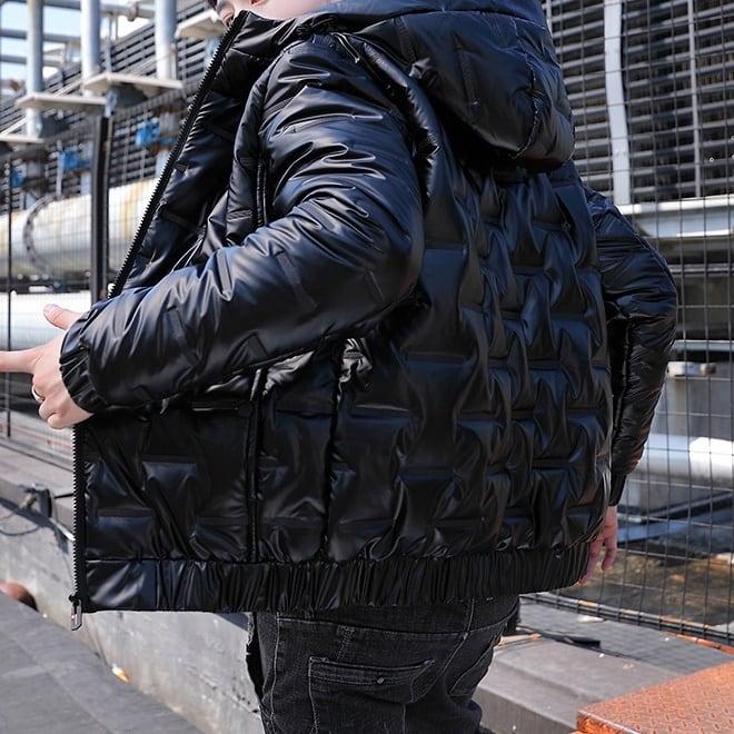 ジャケット アウター メンズ 上着 袖あり ツヤ感 長袖 ジップ ジッパー