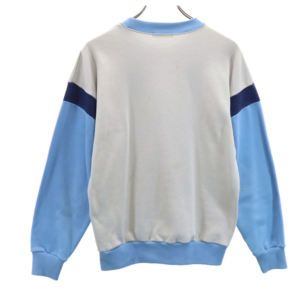 70s 80s デサント製 トレフォイルロゴ 刺繍 ヴィンテージ 長袖 ジャージ トレーナー M グレー×ブルー メンズ 70s 80s デサント製 トレフォイルロゴ 刺繍 ヴィンテージ 長袖 ジャージ トレーナー M グレー×ブルー メンズ