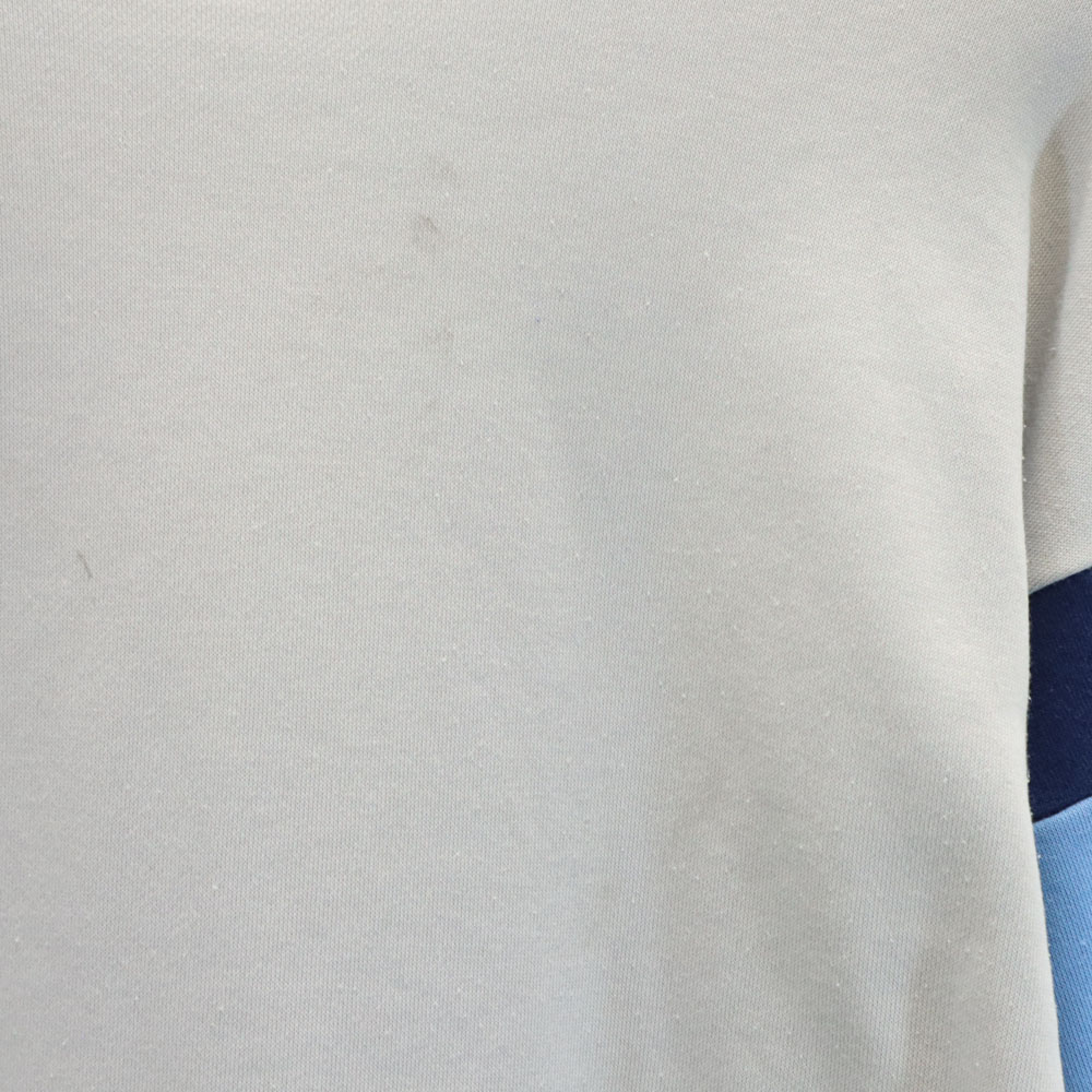 70s 80s デサント製 トレフォイルロゴ 刺繍 ヴィンテージ 長袖 ジャージ トレーナー M グレー×ブルー メンズ 70s 80s デサント製 トレフォイルロゴ 刺繍 ヴィンテージ 長袖 ジャージ トレーナー M グレー×ブルー メンズ