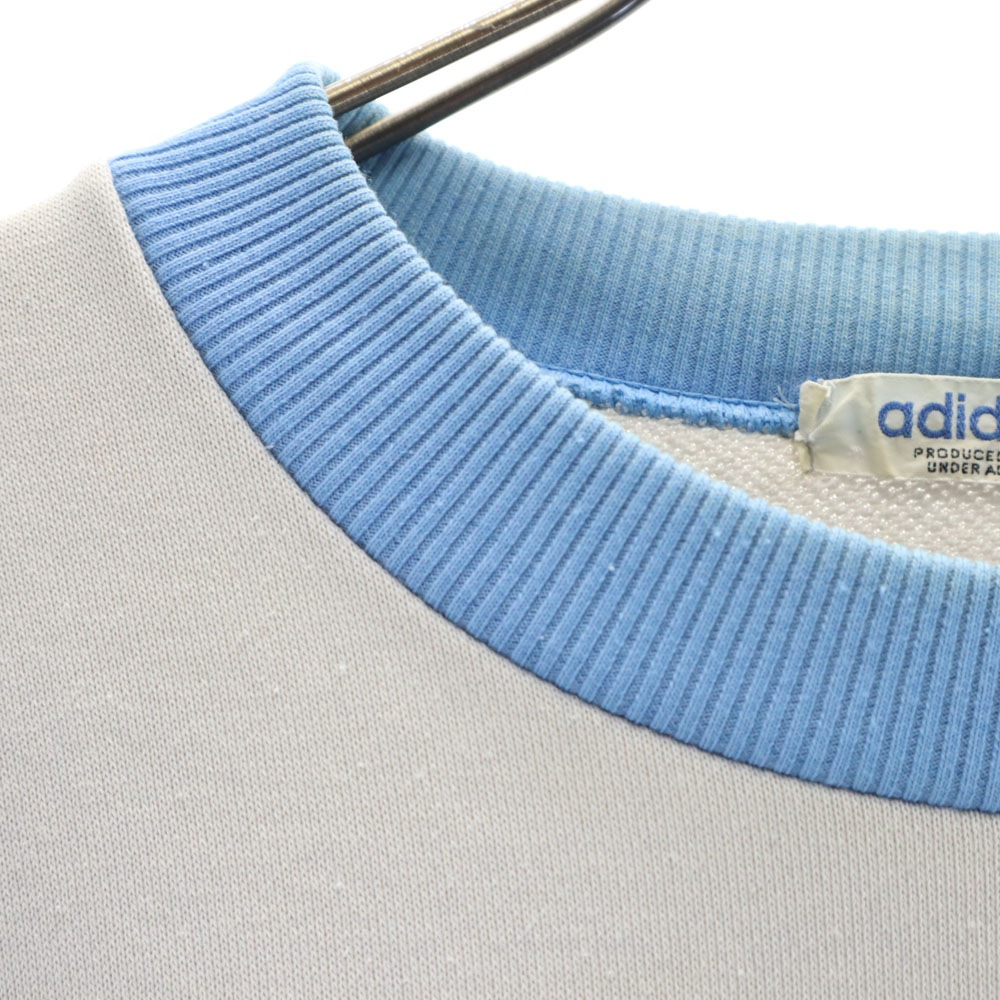 70s 80s デサント製 トレフォイルロゴ 刺繍 ヴィンテージ 長袖 ジャージ トレーナー M グレー×ブルー メンズ 70s 80s デサント製 トレフォイルロゴ 刺繍 ヴィンテージ 長袖 ジャージ トレーナー M グレー×ブルー メンズ