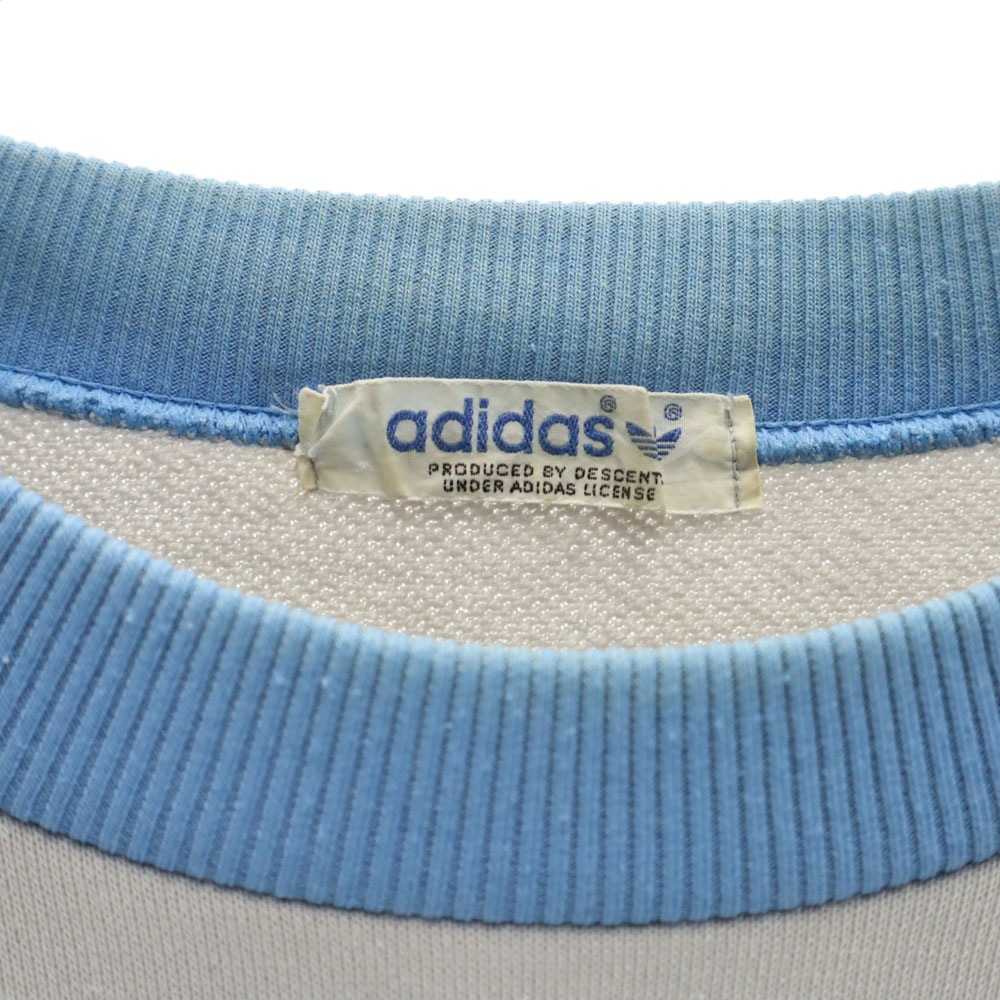 70s 80s デサント製 トレフォイルロゴ 刺繍 ヴィンテージ 長袖 ジャージ トレーナー M グレー×ブルー メンズ 70s 80s デサント製 トレフォイルロゴ 刺繍 ヴィンテージ 長袖 ジャージ トレーナー M グレー×ブルー メンズ