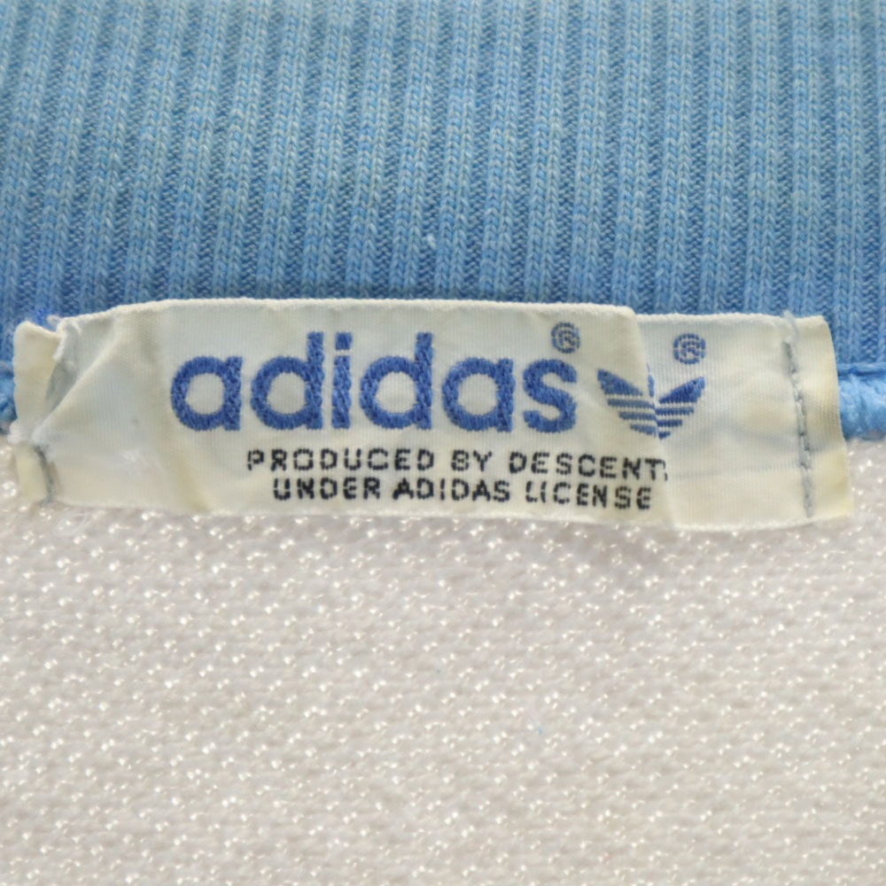 70s 80s デサント製 トレフォイルロゴ 刺繍 ヴィンテージ 長袖 ジャージ トレーナー M グレー×ブルー メンズ 70s 80s デサント製 トレフォイルロゴ 刺繍 ヴィンテージ 長袖 ジャージ トレーナー M グレー×ブルー メンズ