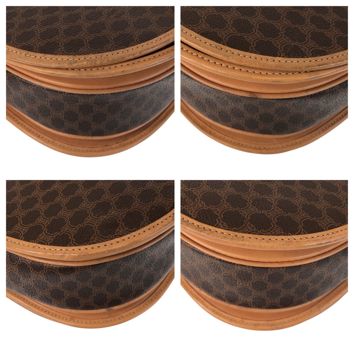 ヴィンテージ マカダム ブラウン ゴールド金具 PVC/レザー ショルダーバッグ ポシェット レディース 501392