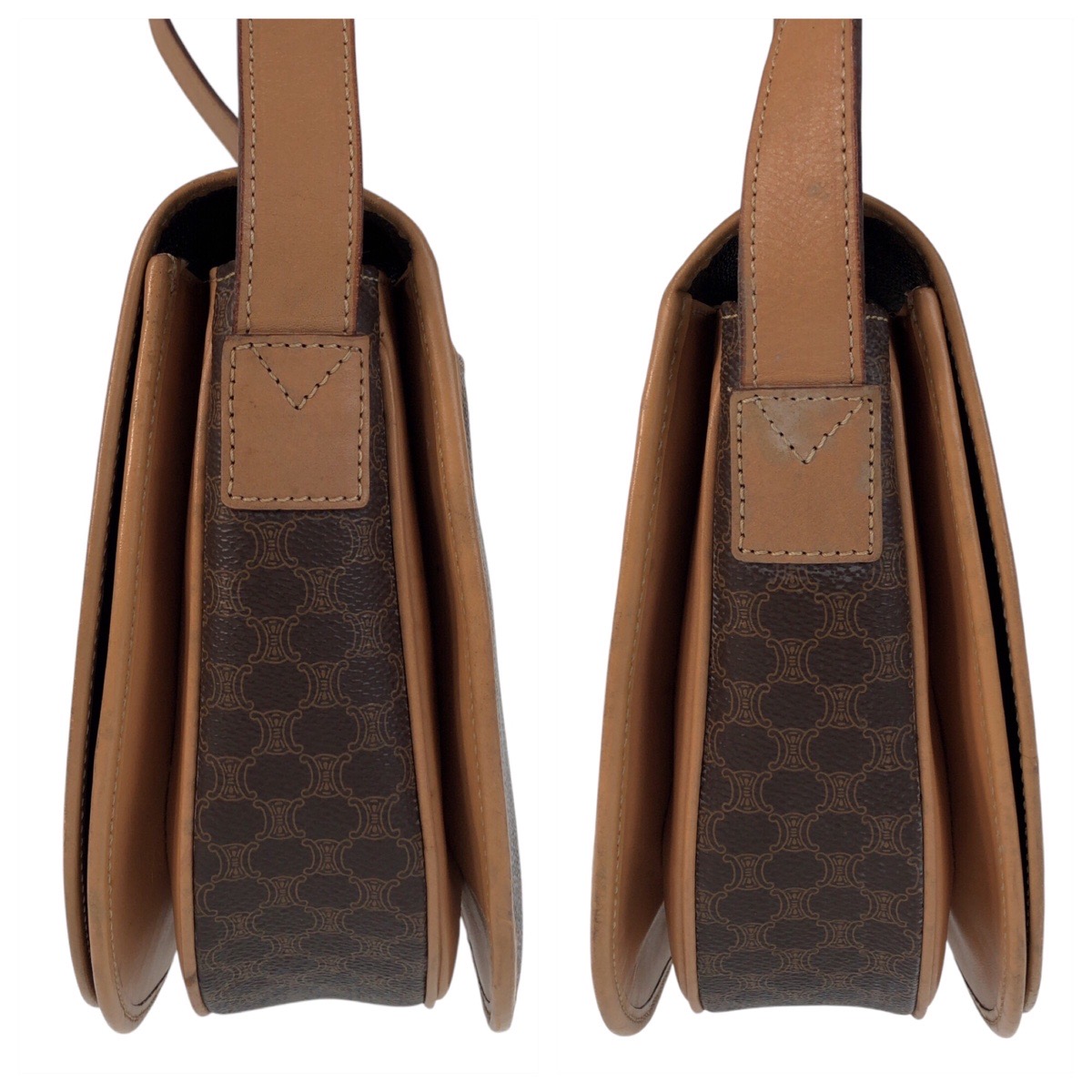 ヴィンテージ マカダム ブラウン ゴールド金具 PVC/レザー ショルダーバッグ ポシェット レディース 501392