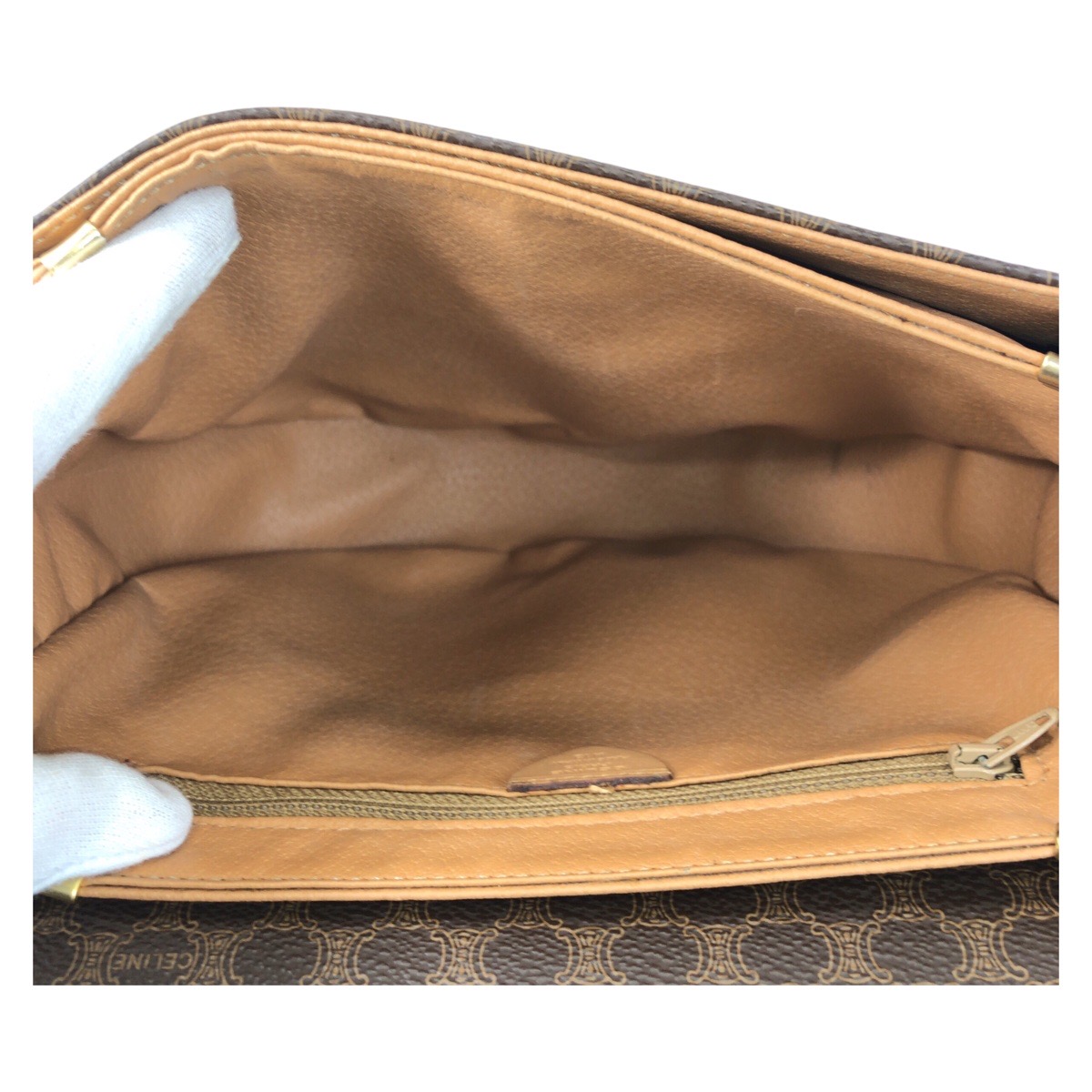 ヴィンテージ マカダム ブラウン ゴールド金具 PVC/レザー ショルダーバッグ ポシェット レディース 501392