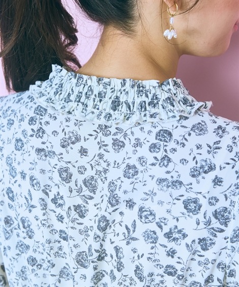 ロング・マキシ丈/半袖 大きいサイズ ぼかしバラ柄レース切り替えワンピース marun ロング・マキシ丈/半袖 大きいサイズ ぼかしバラ柄レース切り替えワンピース marun