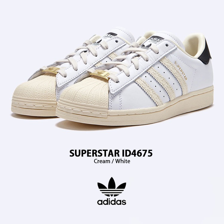 ID4675 スニーカー SUPERSTAR CREAM WHITE BLACK シューズ スーパースター レザー 本革 ID4675 スニーカー SUPERSTAR CREAM WHITE BLACK シューズ スーパースター レザー 本革