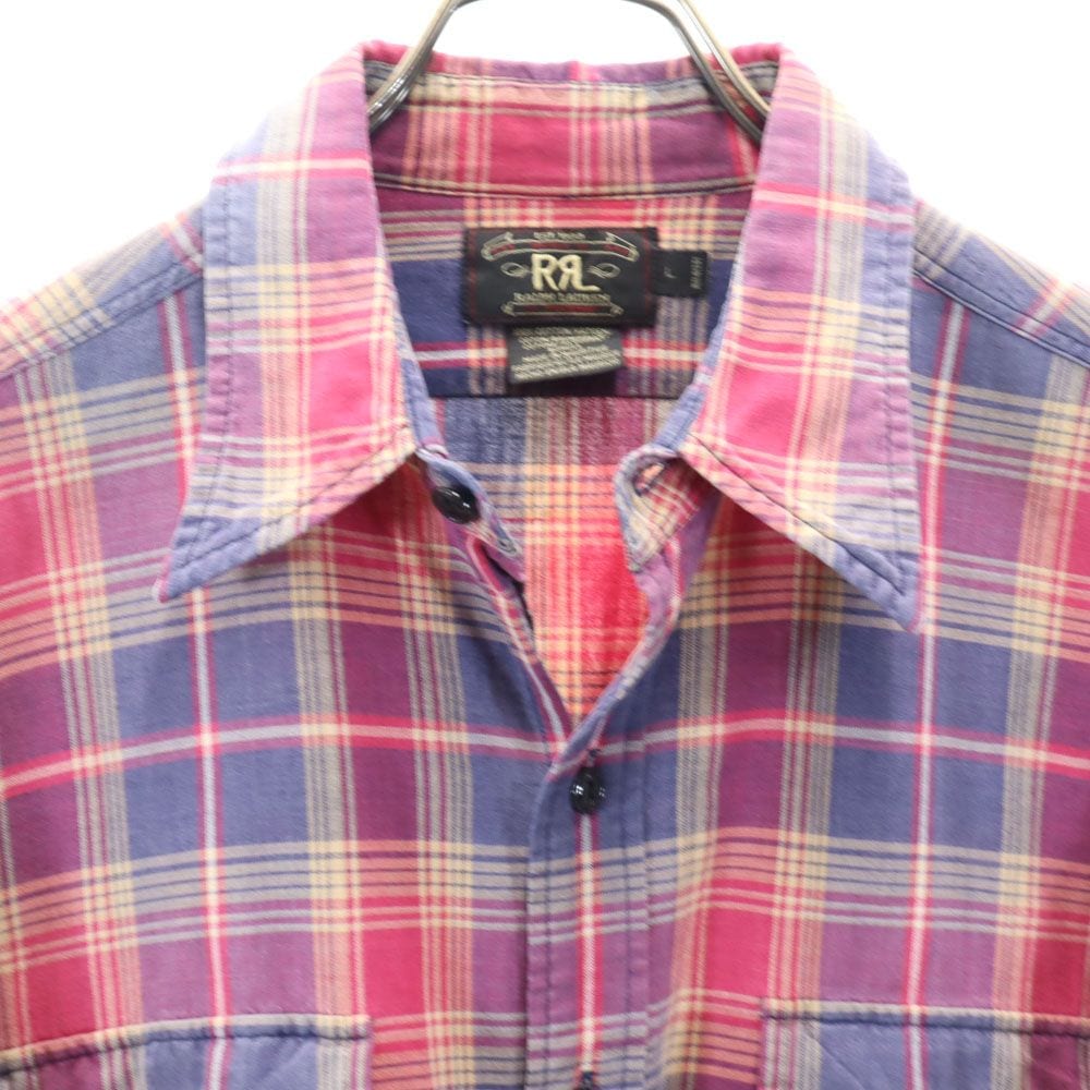 90s オールド 赤3星 初期タグ 長袖 チェックシャツ L マゼンタ 他 Ralph Lauren ラルフローレン メンズ