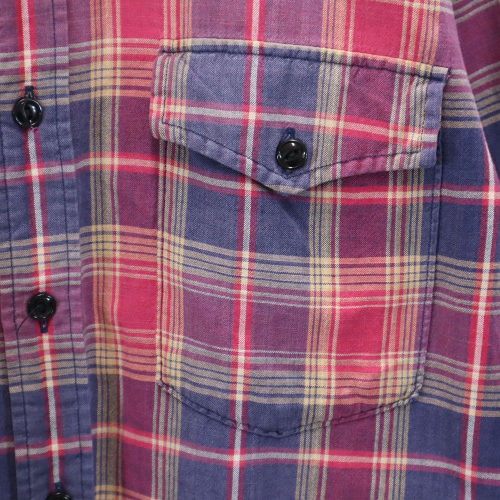 90s オールド 赤3星 初期タグ 長袖 チェックシャツ L マゼンタ 他 Ralph Lauren ラルフローレン メンズ