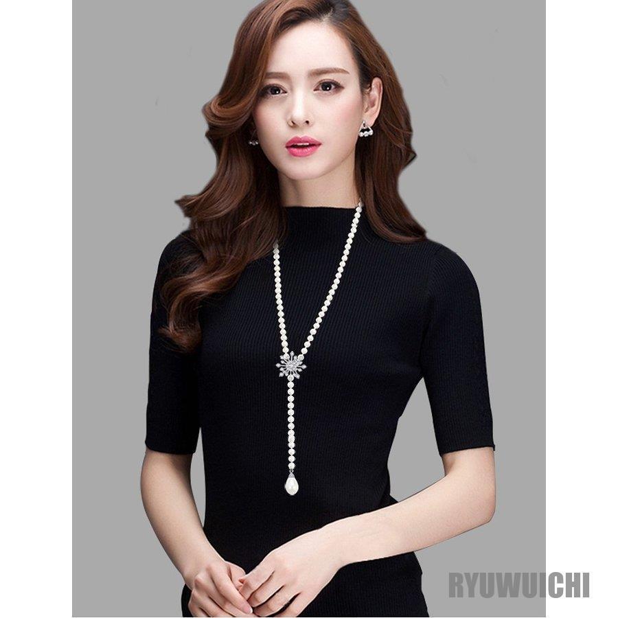 ロングネックレス レディース アクセサリー ウェディング パーティー 結婚式 二次会 謝恩会 卒業式 入学式 お呼ばれ 真珠 他と被らない/[acs8]