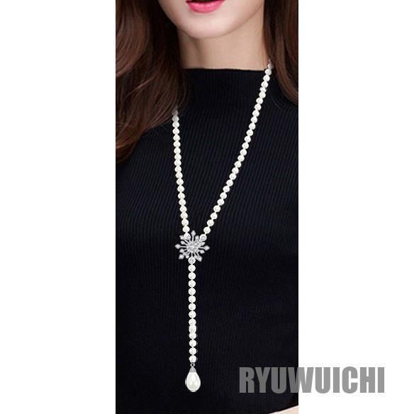 ロングネックレス レディース アクセサリー ウェディング パーティー 結婚式 二次会 謝恩会 卒業式 入学式 お呼ばれ 真珠 他と被らない/[acs8]