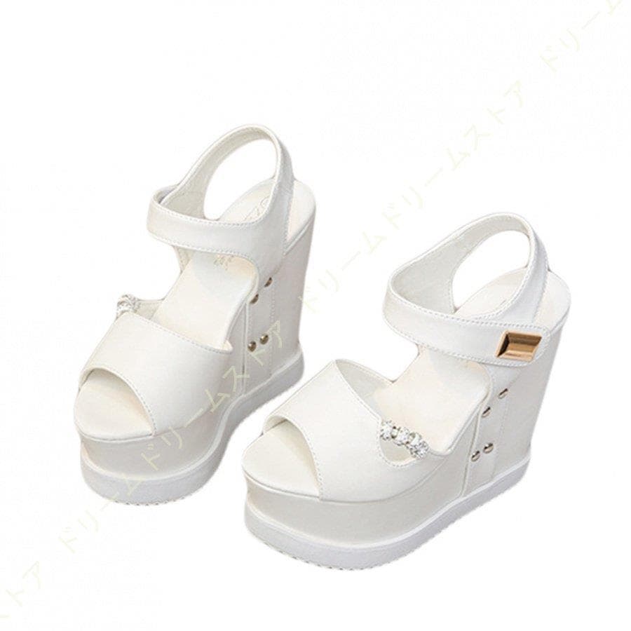 厚底 サンダル レディース ハイヒール 白 面ファスナー ウェッジソール 痛くない 大きいサイズ 14cmヒール アンクルストラップ 幅広 厚底サンダル 甲高 厚底 サンダル レディース ハイヒール 白 面ファスナー ウェッジソール 痛くない 大きいサイズ 14cmヒール アンクルストラップ 幅広 厚底サンダル 甲高