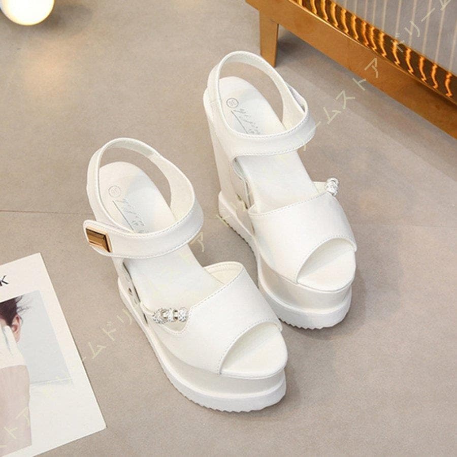 厚底 サンダル レディース ハイヒール 白 面ファスナー ウェッジソール 痛くない 大きいサイズ 14cmヒール アンクルストラップ 幅広 厚底サンダル 甲高 厚底 サンダル レディース ハイヒール 白 面ファスナー ウェッジソール 痛くない 大きいサイズ 14cmヒール アンクルストラップ 幅広 厚底サンダル 甲高