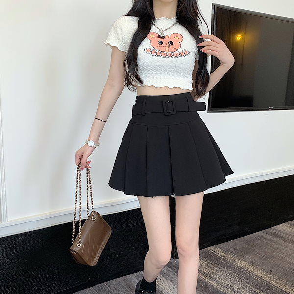 Qoo10] 3色 プリーツスカート ミニスカート ハ