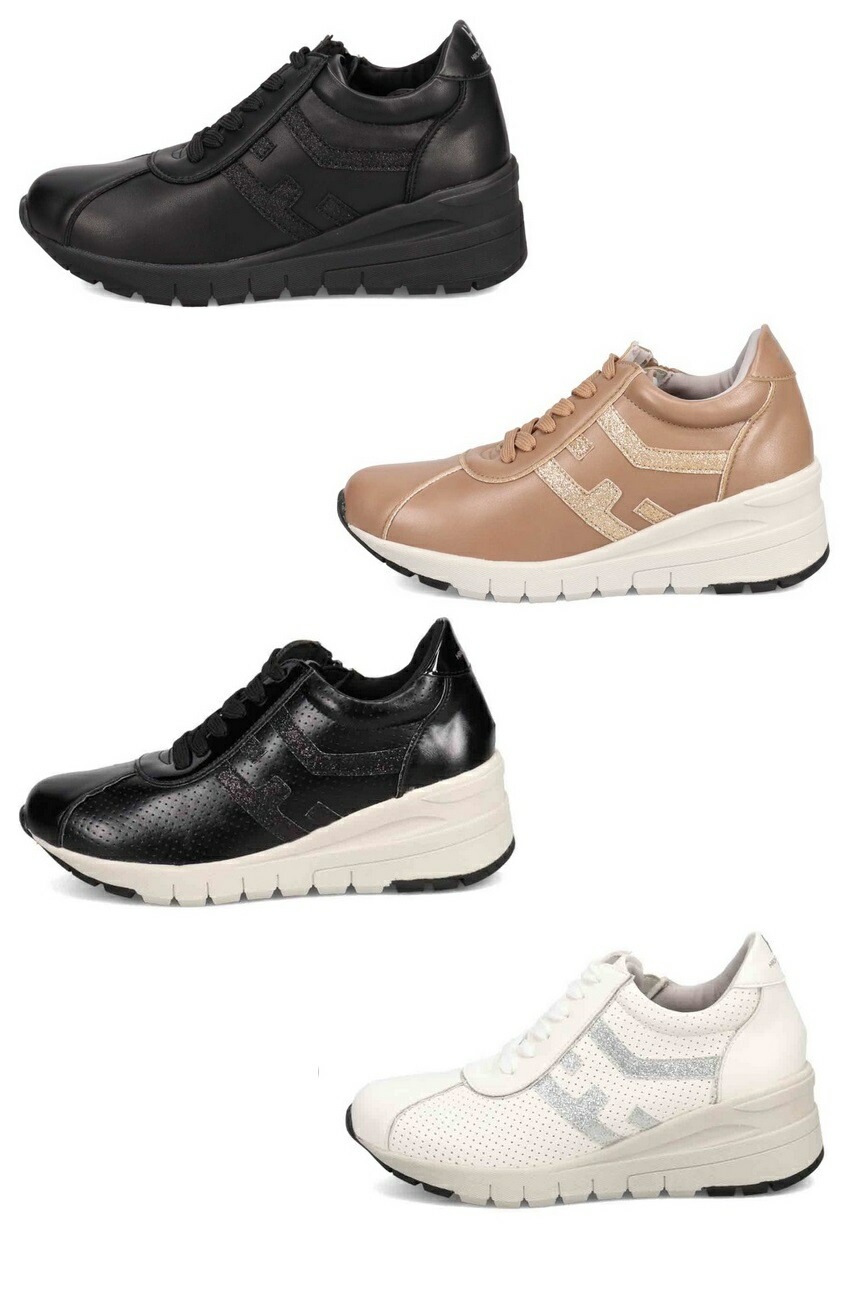 ヒロココシノ (HIROKO KOSHINO FEMME)HRL3005 レディス ヒールアップカジュアルスニーカー サイドファスナー仕様 ポイントにはさり気ない覗きにルーチェ効かせたラメ素材 高さも ヒロココシノ (HIROKO KOSHINO FEMME)HRL3005 レディス ヒールアップカジュアルスニーカー サイドファスナー仕様 ポイントにはさり気ない覗きにルーチェ効かせたラメ素材 高さも