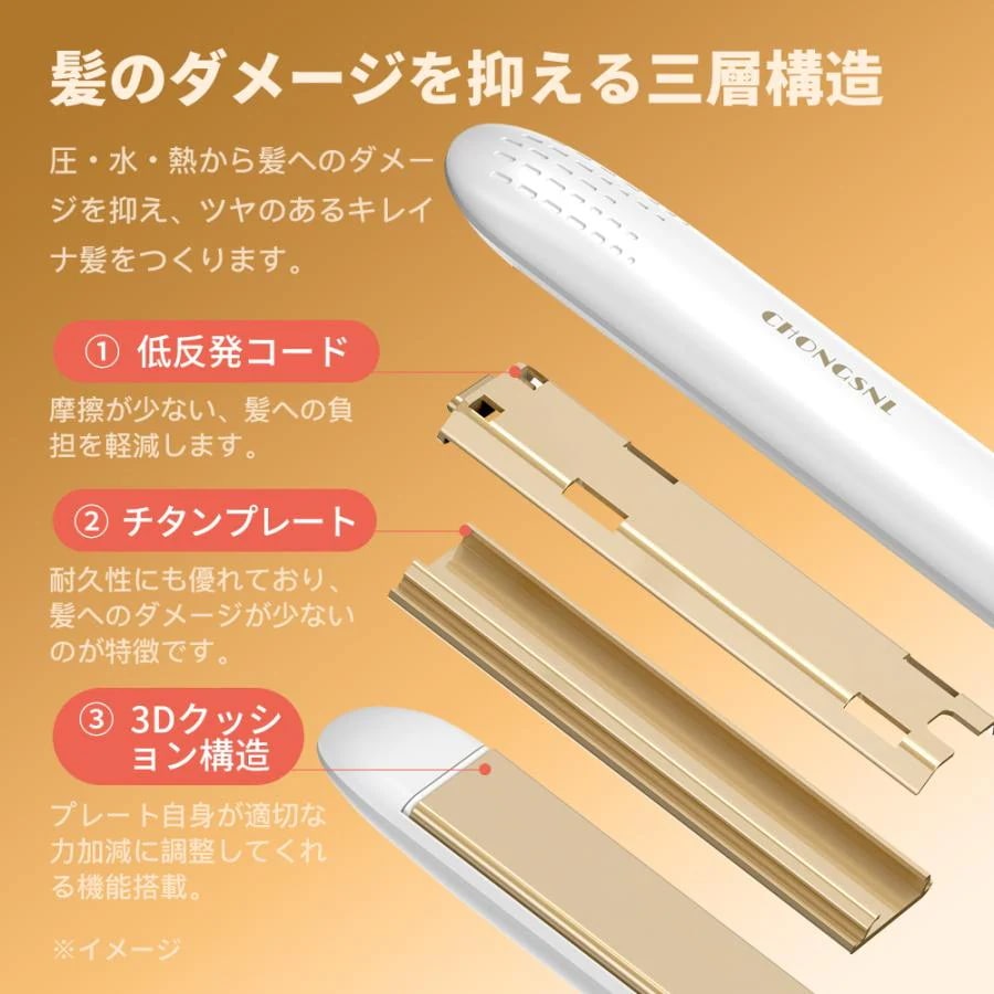 ヘアアイロン ストレート カール 2way カールプアイロン プロ仕様 高濃度マイナスイオン 急速加熱 ワンボダン温度調整 温度表示