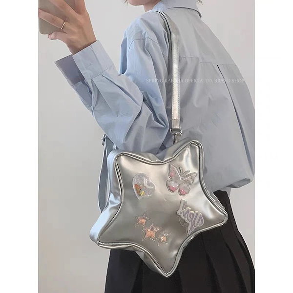 Qoo10] シルバーの星のバッグ女性の痛みバッグ20
