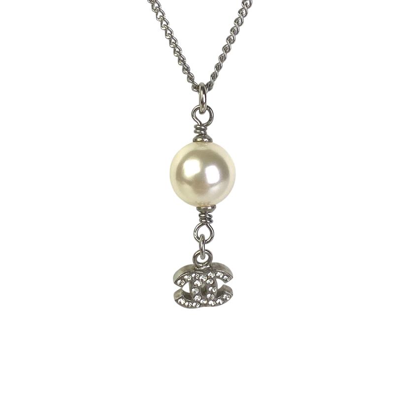 CHANELココマークパール ネックレス A-7345 CHANELCHANEL シャネル ココマーク パール ネックレス シルバー A-7345