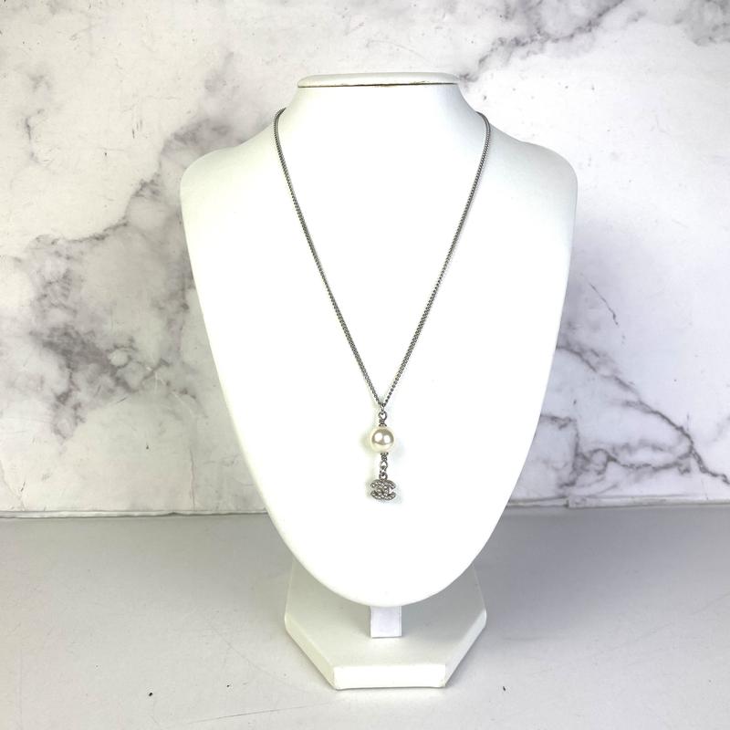 CHANELCHANEL シャネル ココマーク パール ネックレス シルバー A-7345