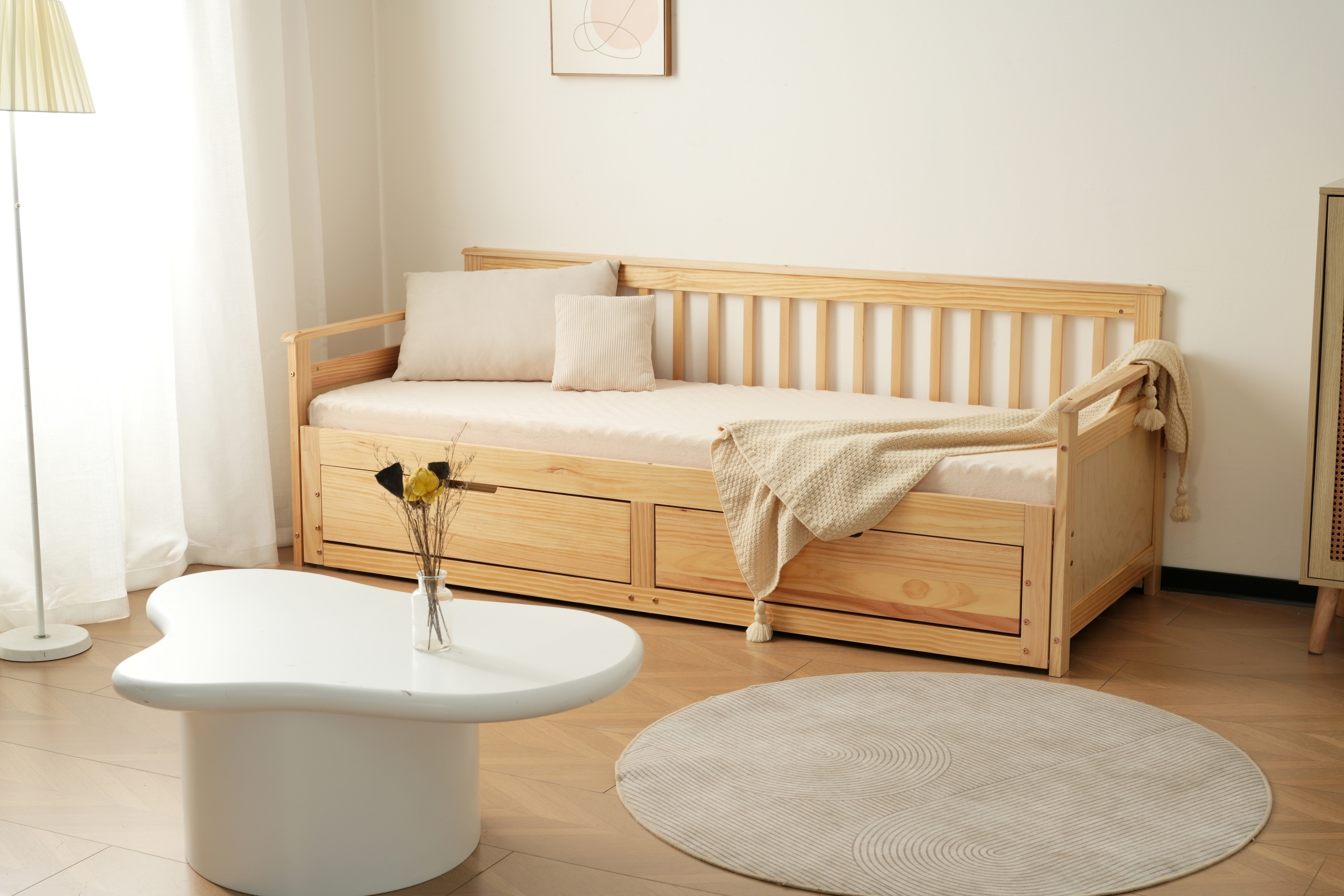 国内出荷 - 3日配達】ソファベッド ディベッド 伸長式ベッド 木製