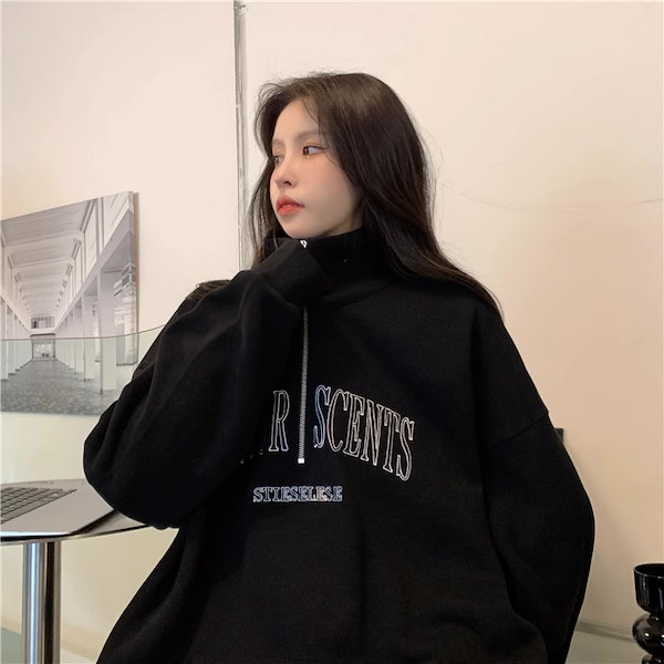 Qoo10] ハーフジップ スウェット トレーナー レ