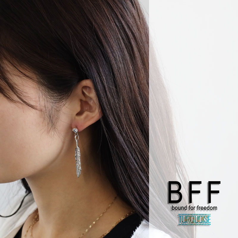 BFF S925 特大CZフェザーピアス [bffes007-s]