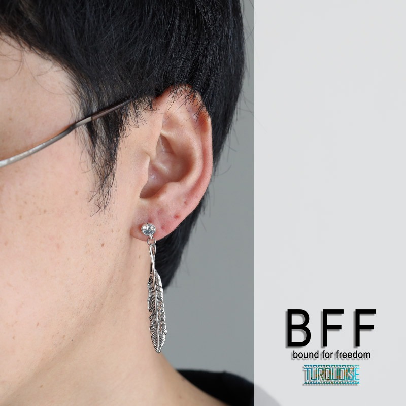 BFF S925 特大CZフェザーピアス [bffes007-s]
