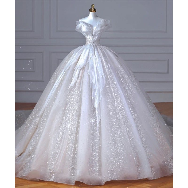 花嫁星空メインウェディングドレス2025 idiフォトスタジオ撮影ワンショルダー豪華な気質スーパースリムプリンセス 花嫁星空メインウェディングドレス2025 idiフォトスタジオ撮影ワンショルダー豪華な気質スーパースリムプリンセス