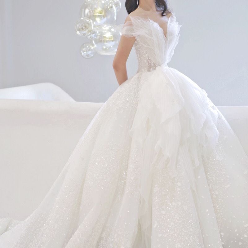 花嫁星空メインウェディングドレス2025 idiフォトスタジオ撮影ワンショルダー豪華な気質スーパースリムプリンセス 花嫁星空メインウェディングドレス2025 idiフォトスタジオ撮影ワンショルダー豪華な気質スーパースリムプリンセス