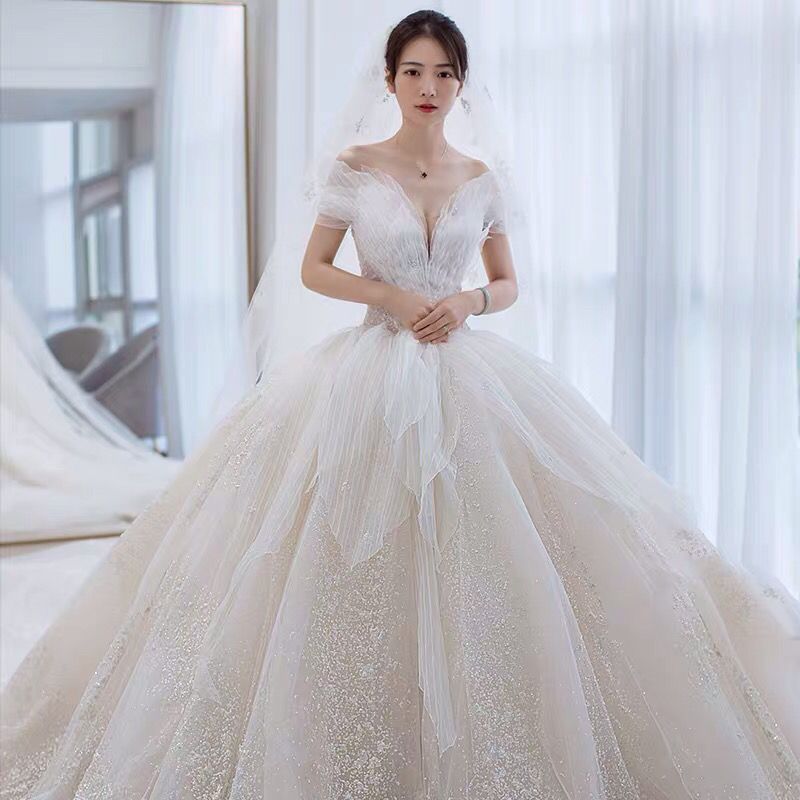 花嫁星空メインウェディングドレス2025 idiフォトスタジオ撮影ワンショルダー豪華な気質スーパースリムプリンセス 花嫁星空メインウェディングドレス2025 idiフォトスタジオ撮影ワンショルダー豪華な気質スーパースリムプリンセス