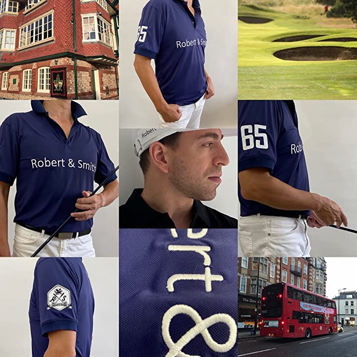ロバートアンドスミス ポロシャツ 機能素材 ゴルフ ウエア 半袖メンズ( ネイビー, XL)