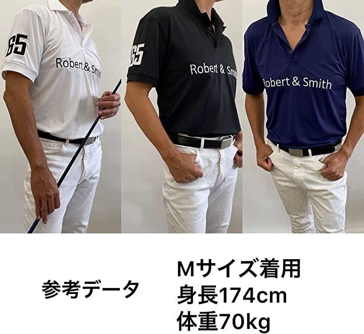 ロバートアンドスミス ポロシャツ 機能素材 ゴルフ ウエア 半袖メンズ( ネイビー, XL)