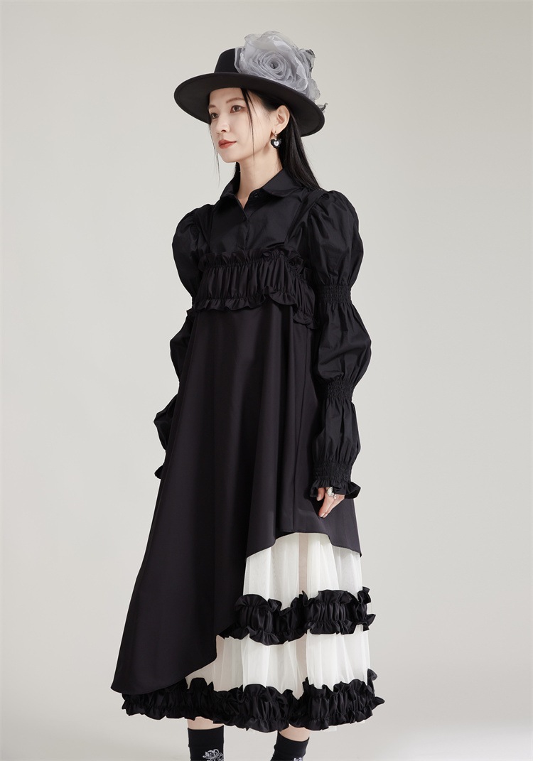 【J.Fashion】 ワンピースセット ブラウス+キャミワンピース チュールドッキング 秋 個性的なデザイン 関連商品は店で購入可能 メガ割 【J.Fashion】 ワンピースセット ブラウス+キャミワンピース チュールドッキング 秋 個性的なデザイン 関連商品は店で購入可能 メガ割