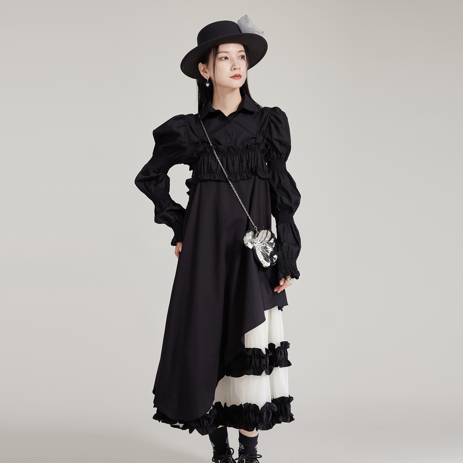 【J.Fashion】 ワンピースセット ブラウス+キャミワンピース チュールドッキング 秋 個性的なデザイン 関連商品は店で購入可能 メガ割 【J.Fashion】 ワンピースセット ブラウス+キャミワンピース チュールドッキング 秋 個性的なデザイン 関連商品は店で購入可能 メガ割